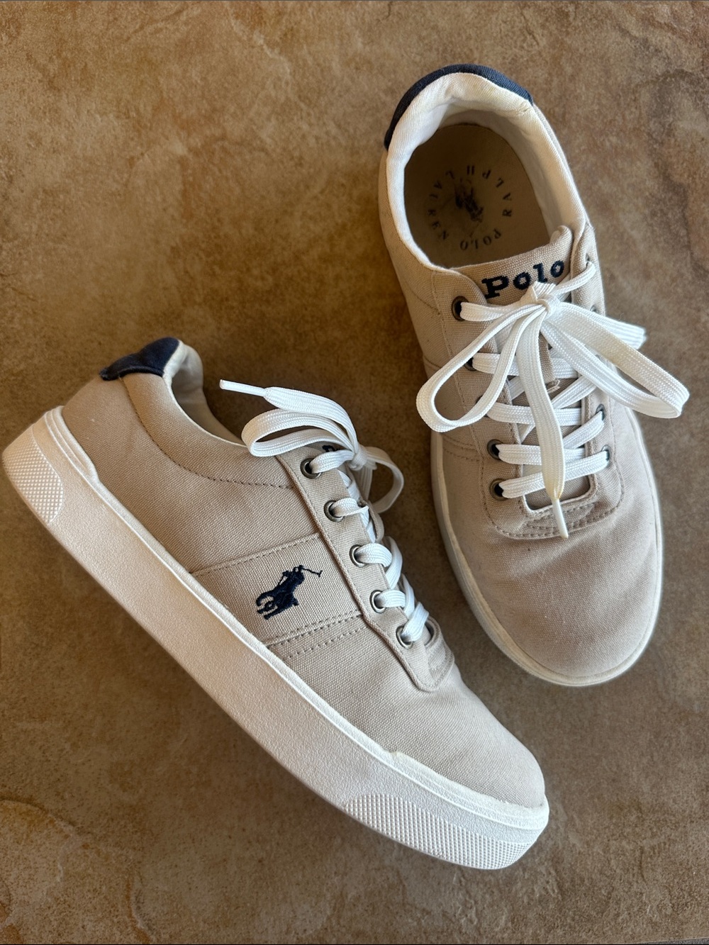 Polo by Ralph Lauren Beige Canvas Sneakers tennis shoes